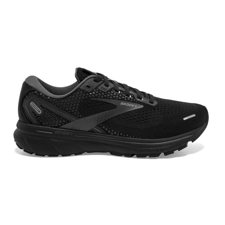 Brooks Ghost 14 Cushioned Road Running Shoes - Women's - Black/White/Charcoal/Ebony (98403-OBKT)